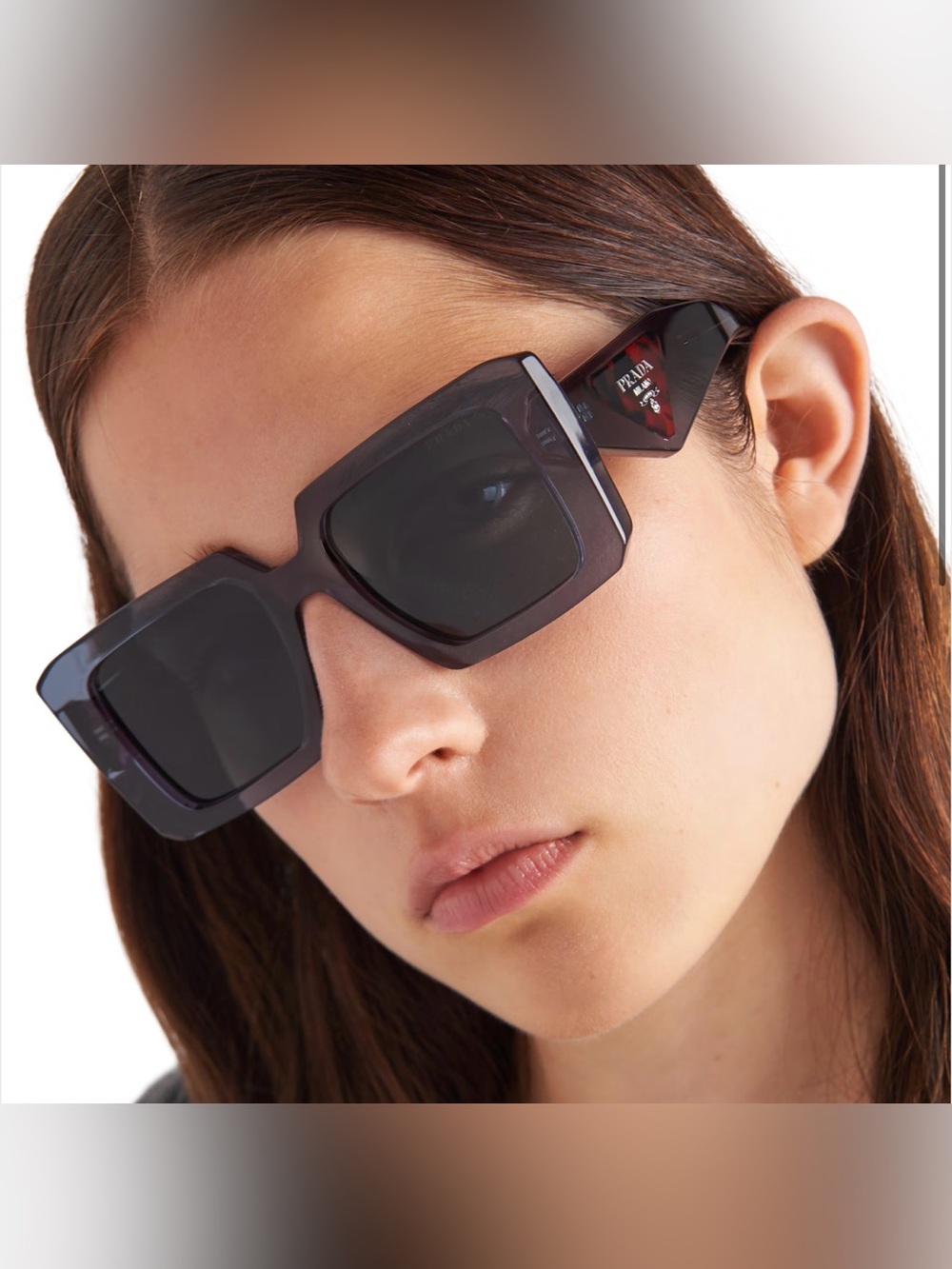 Prada Purple-Black Oversized Geometric Sunglasses